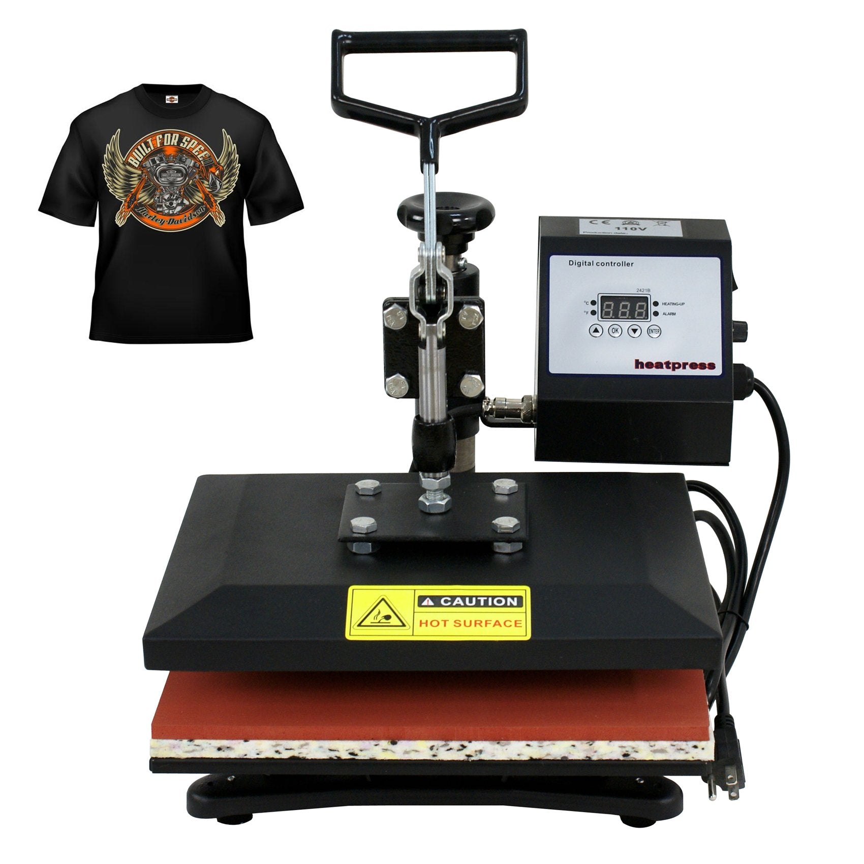 F2C Pro 12" x 10" Heat Press Machine Swing-Away Digital Heat Transfer Sublimation Printing Machine for T-Shirt Black - WoodArtSupply