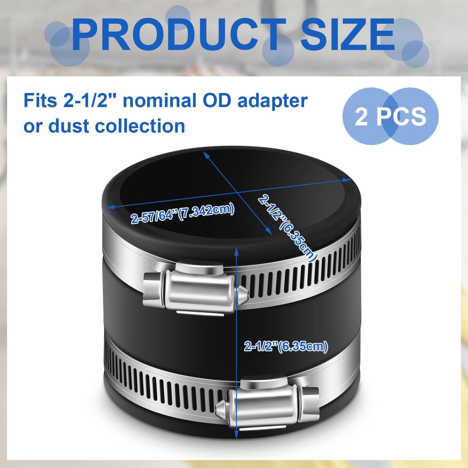 Minatee 2 Pcs Dust Control Flex Cuffs with Adjustable Hose Clamps Hose Connector Ports with Stainless Steel Clamps Dust Collection Fittings, Black Minatee