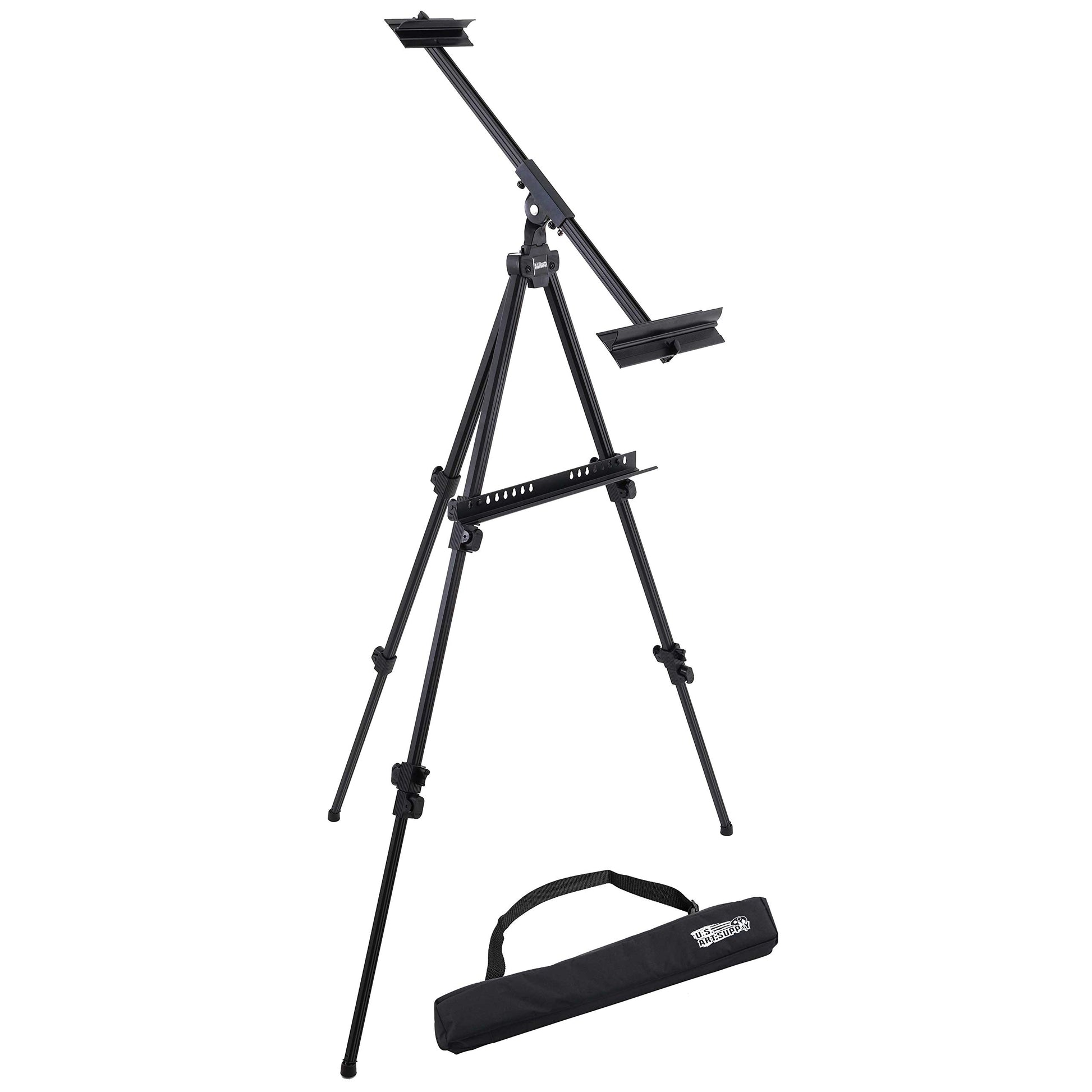 U.S. Art Supply 80" High Aluminum Artist Watercolor Field and Display Easel Stand - Adjustable Height Floor and Tabletop Tripod, Holds Painting - WoodArtSupply