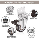 Nefish Side Mount Casters 2 Inch L-Shaped Small Rubber Caster Set of 4, Ball Bearing 360 Degree Plate Swivel Castors Wheel 600 LBS, Casters Wheels Nefish
