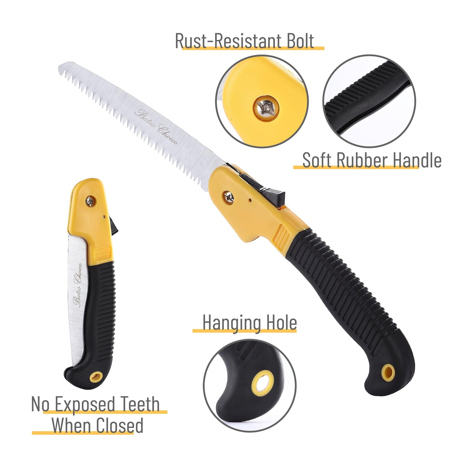 Bates- Folding Saw, 7-Inch, Hand Saw, Pruning Saw, Camping Saw, Hand Saws for Tree Trimming, Folding Hand Saw, Foldable Saw, Small Hand Saw, Folding Bates Choice