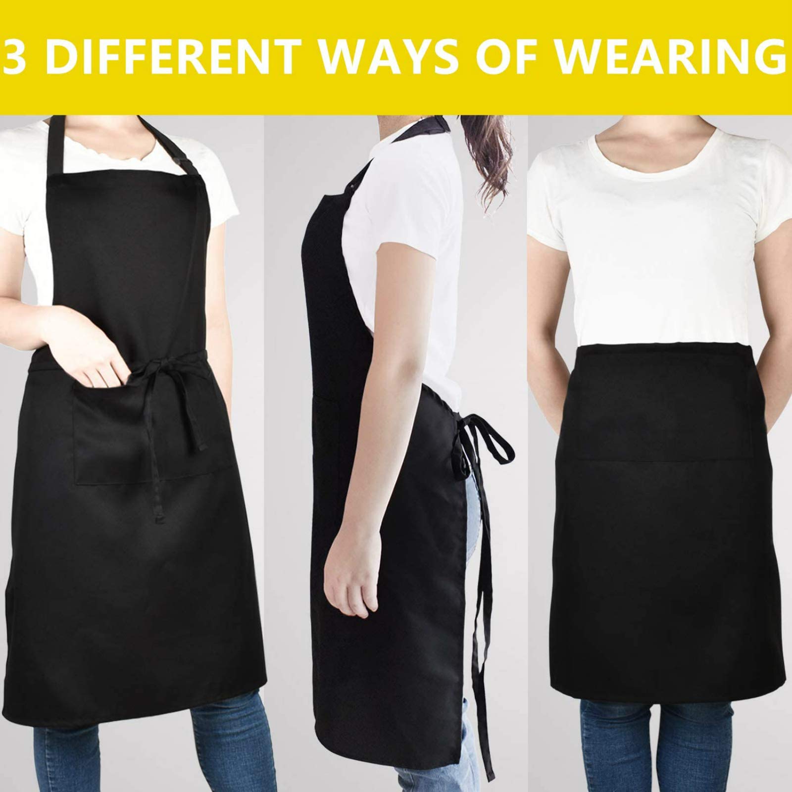 Will Well Chef Apron for Men and Women Professional for Cooking With Pockets - Adjustable - Bib Aprons - Water & Oil Resistant - 1 Pack, Black - WoodArtSupply