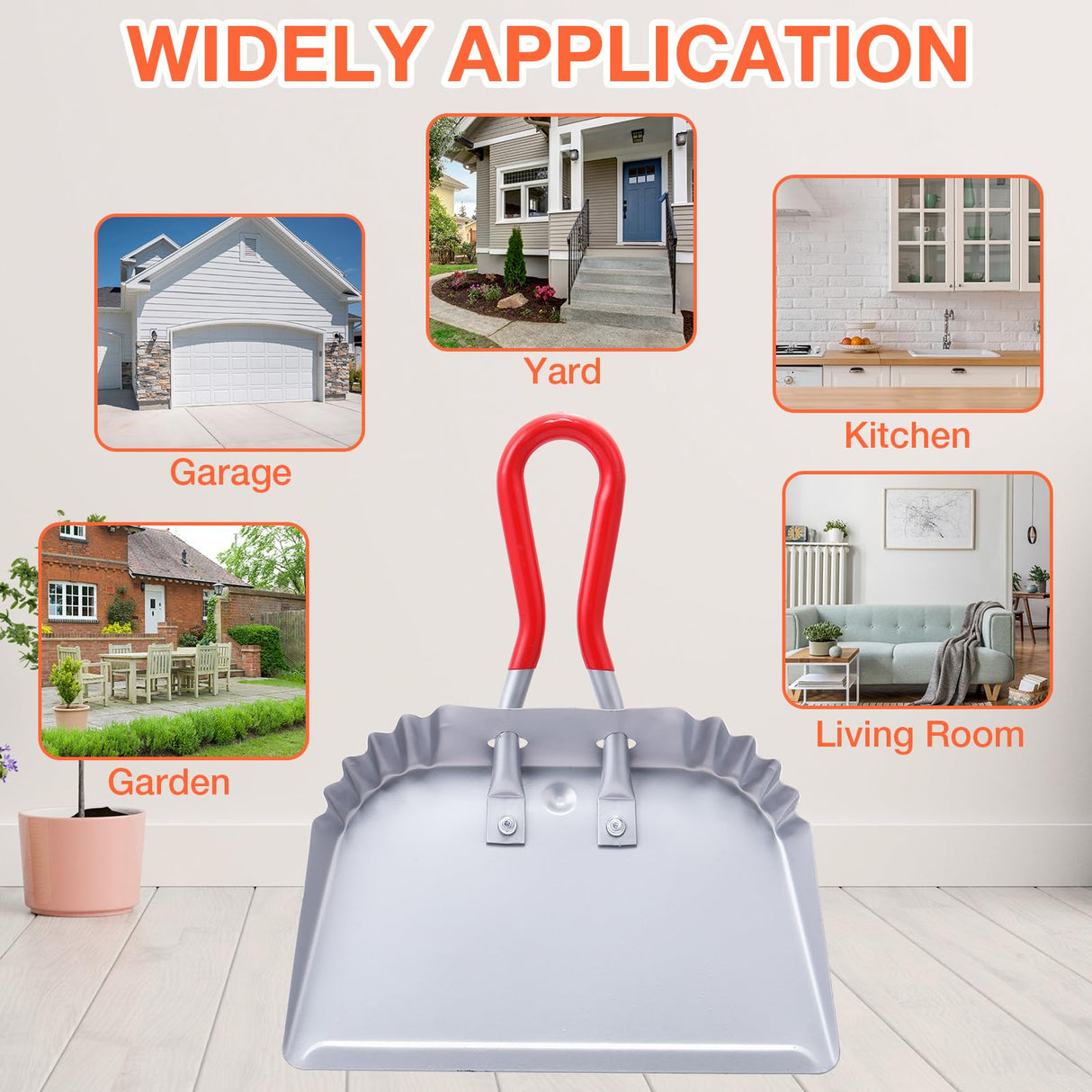 4 Pack Industrial Metal Dustpan 12 Inch Heavy Duty Dust Pan with Handle Handheld Dustpan Wide Scooper Dust and Debris Sweeping Tool Ideal for Uiifan