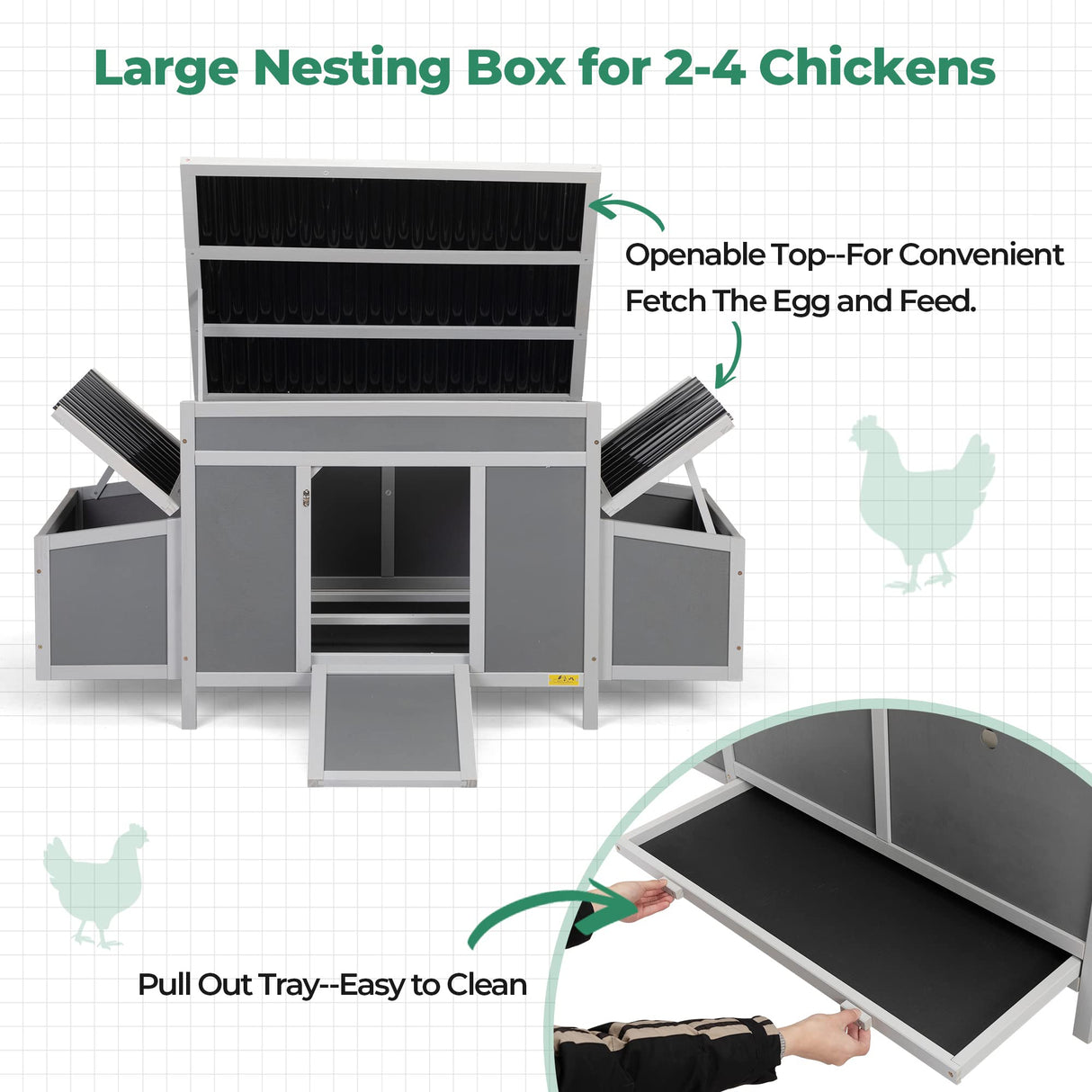 COZIWOW Durable Assembled Wooden 59" L Outdoor Large Chicken Coop with Two Nesting Boxes, Comfortable Hen House, Indoor Weatherproof Rabbit Hutch COZIWOW