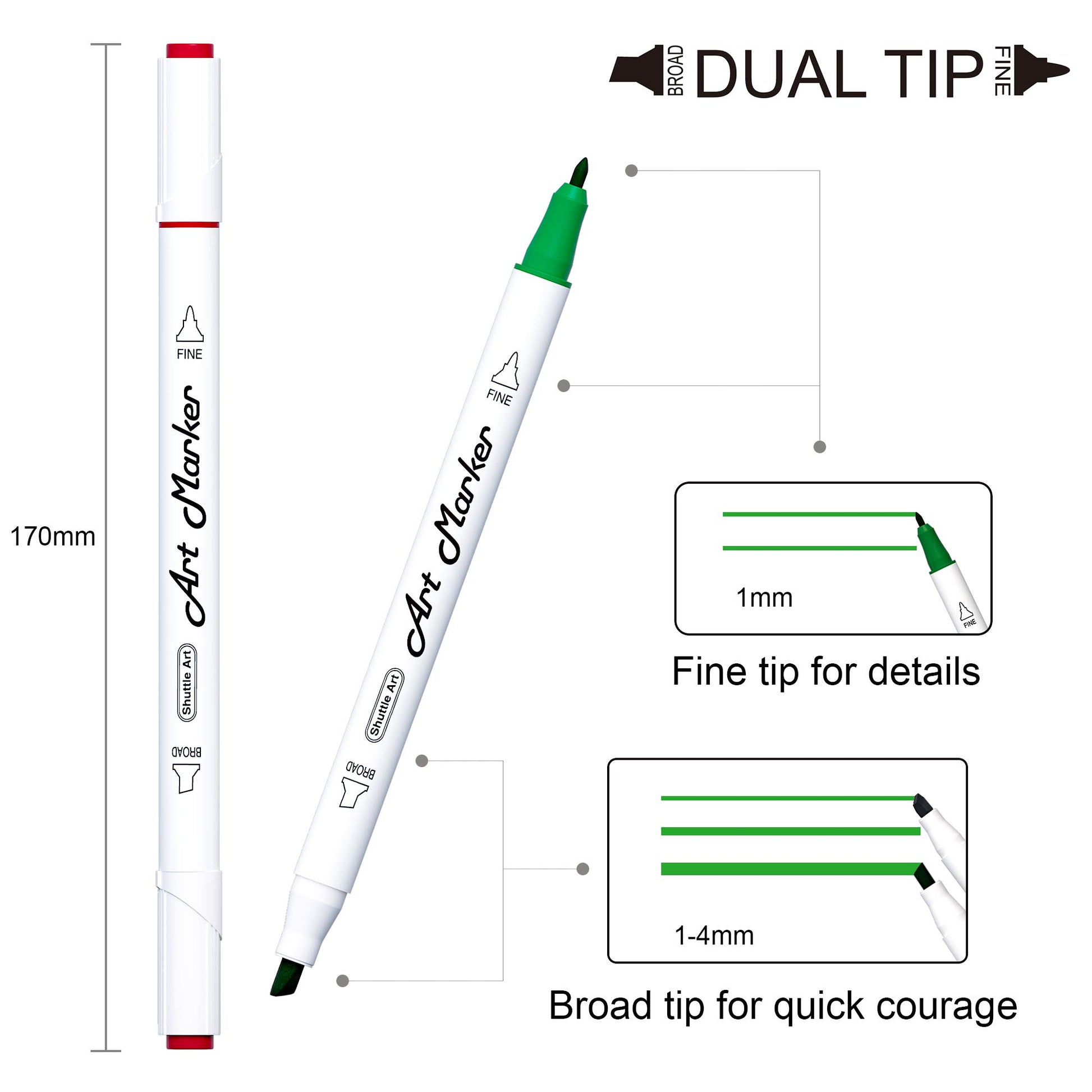 Shuttle Art Alcohol Marker Pad Bundle, Set of 101 Colors Dual Tip Alcohol Markers + 80 Sheets Marker Pad - WoodArtSupply