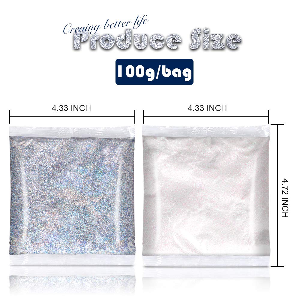 YGDZ White Glitter, Silver Glitter 200G, Extra Fine Glitter for Craft, Holographic Glitter, Snow Glitter, Festival Glitter, Clear Glitter, Glitter - WoodArtSupply