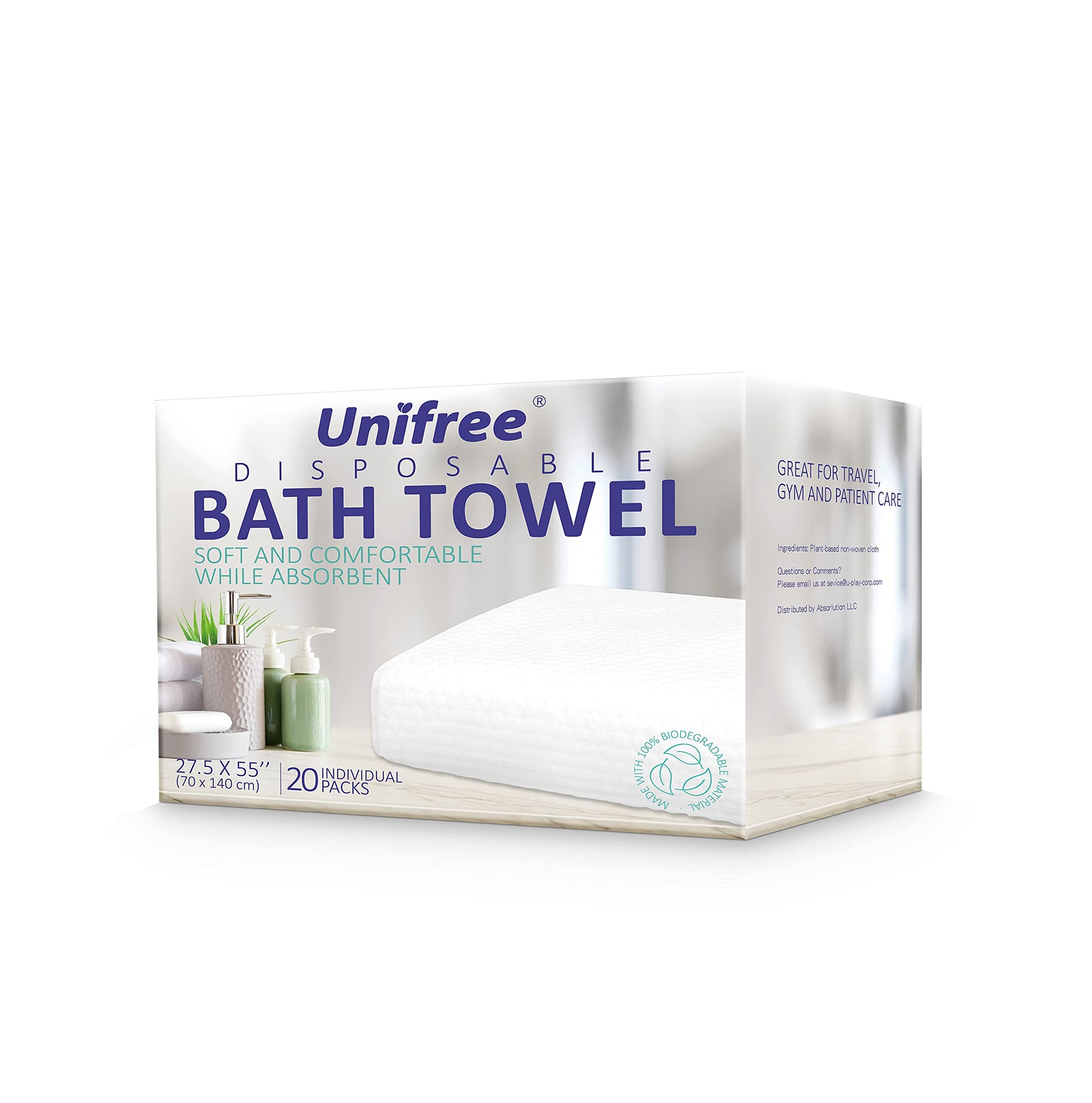 Unifree Disposable Bath Towels 丨Camping Towel I Gym Towel I Barber Towel 20 Count, Individually Packed, Large Size 27.5 by 55 inches (27.5“x55”) - WoodArtSupply