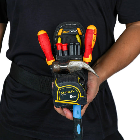 Small Tool Pouch with Belt Clip,Small Tool Holder Pouch, Min Work Organizer Tool Holster and Knife Holder with Hammer Holder MELOTOUGH