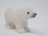 White Polar Bear - Small 2" Wooden Figurine - Arctic North Pole Snow Antarctica Carving Hand-Made Decoration Miniature Animals Woodwork Selsela