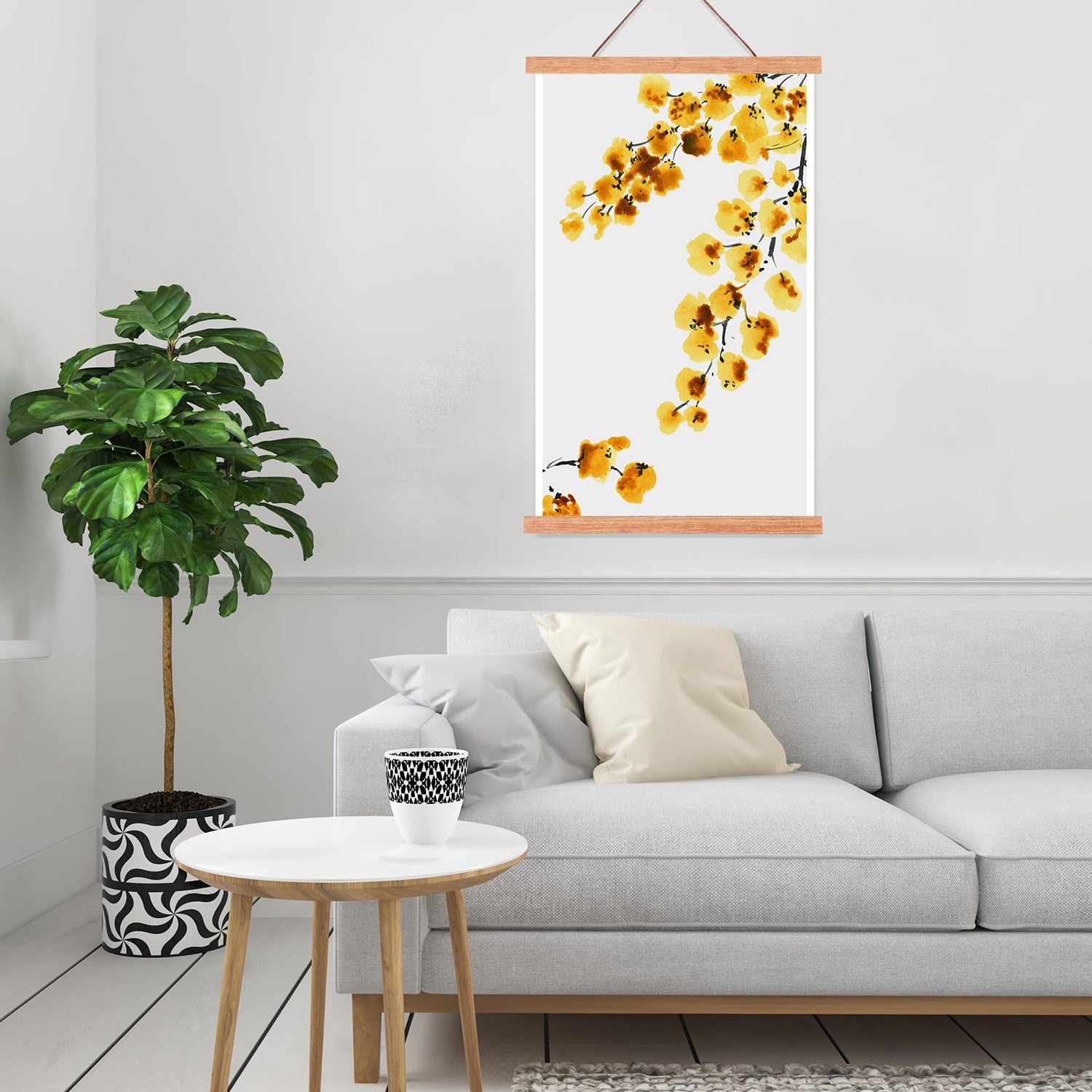 6 Pack Magnetic Poster Frame Hanger Light Wooden Frames Hanger for Posters Teak Wood Poster Hanging Kit for Walls Maps Prints Photos Pictures Canvas Kanayu