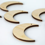 ALL SIZES BULK (12pc to 100pc) Unfinished Wood Laser Cutout Solid Moon Dangle Earring Jewelry Blanks Shape Crafts Made in Texas Texan Wood Crafts