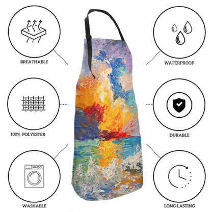 Giwawa Oil Paint Painting Apron - Adjustable Neck & Hidden Centre Pocket - Colorful Rainbow Art Summer Kitchen Apron Colored Artist Smock Chef Garden - WoodArtSupply