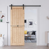 EaseLife 32in x 84in Sliding Barn Wood Door,Interior Doors,DIY Assemblely,Solid Natural Spruce Panelled Slab,Easy Install,Apply to Rooms & Storage EaseLife