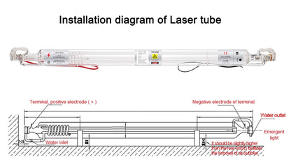 TEN-HIGH 50W CO2 Laser Tube 800mm D50mm, Wires Preconnected with Coating, for Laser Cutter Laser Engraving Cutting Machine - WoodArtSupply