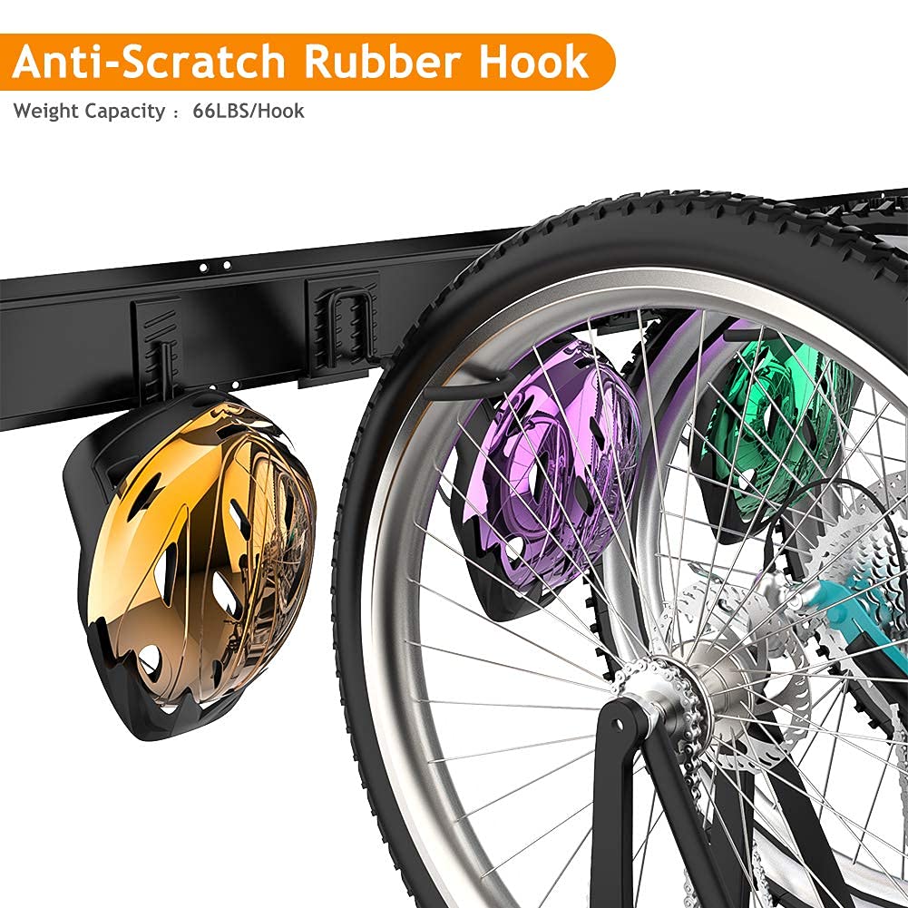 TORACK Bike Storage Rack, 6 Bike Racks & 5 Hooks for Garage, Wall Mount Vertical Bicycles Hanger for Home Space Saving, up to 600lbs, 64-inch TORACK