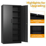 STANI Metal Storage Cabinet, Locking Metal Storage Cabinet with 4 Adjustable Shelves, 71”H×32”W×16”D Tall Metal Storage Cabinet for STANI