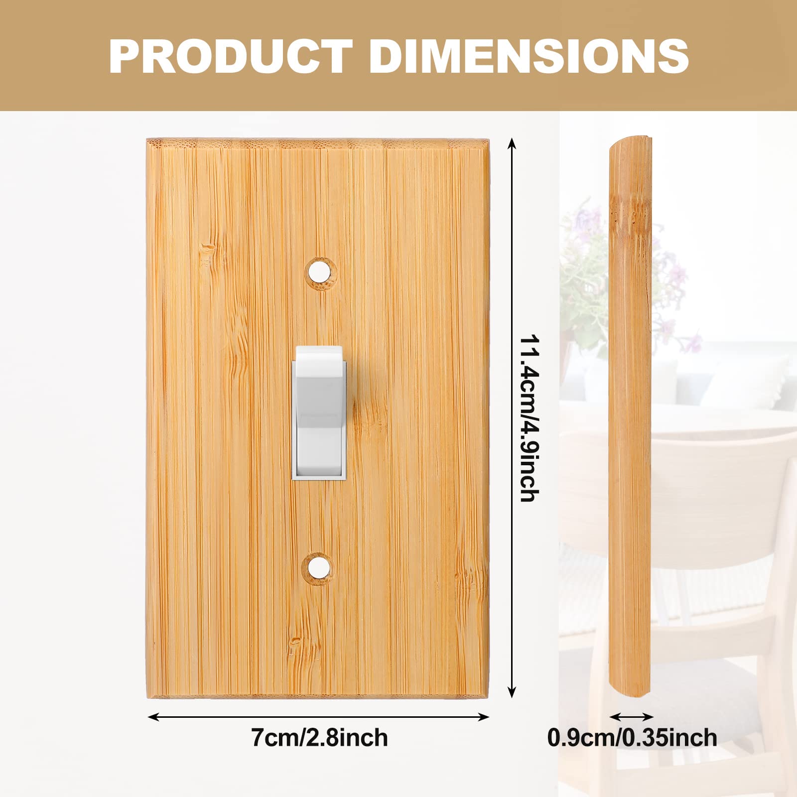 Pinkunn 10 Pieces Solid Wood Light Switch Plate Outlet Covers 4.5 x 2.76 Inch Bamboo Wooden Decorative Wall Plate for Bedroom Kitchen Home (Single - WoodArtSupply