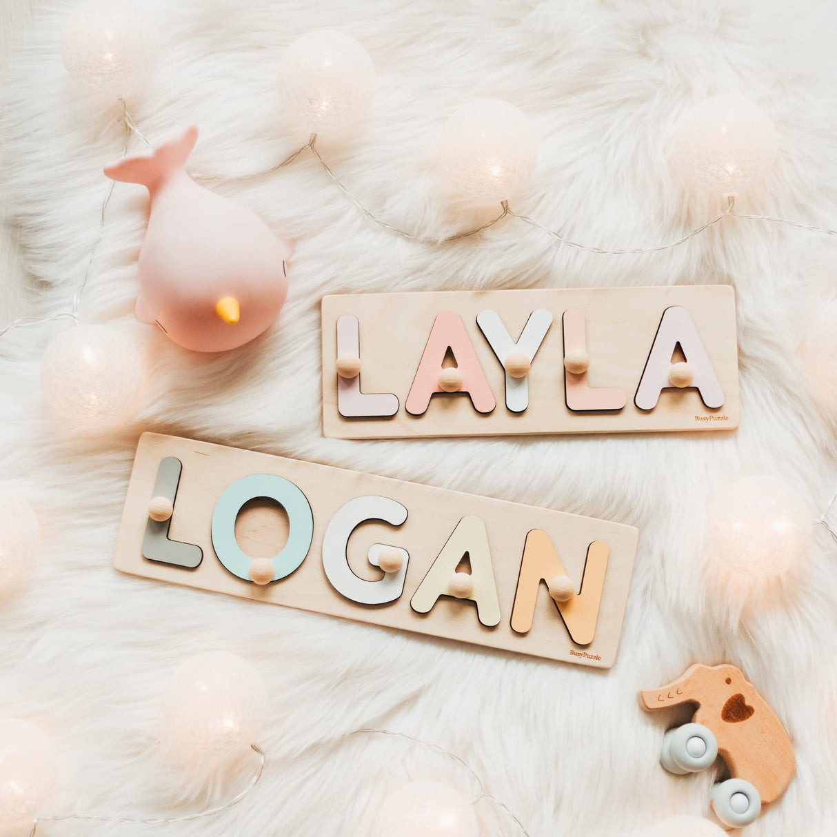 Custom Wooden Name Puzzle With Pegs, Montessori Toys for Child, Easter Baby Gift, Nursery Decor, Christmas Present for Baby, Personalized Present BUSY PUZZLE