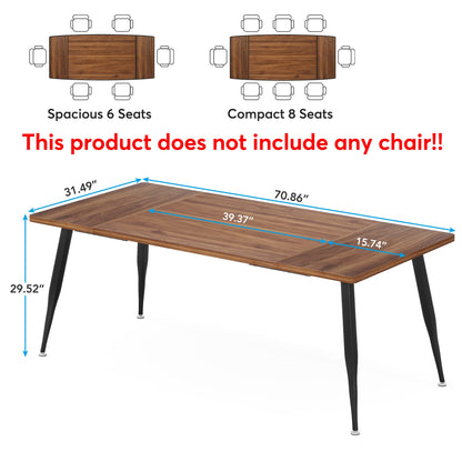 Tribesigns 6FT Conference Table, Rectangular Meeting Room Tables, Modern Industrial Seminar Table Boardroom Desk with Metal Legs for Office, 70.8’’ L - WoodArtSupply