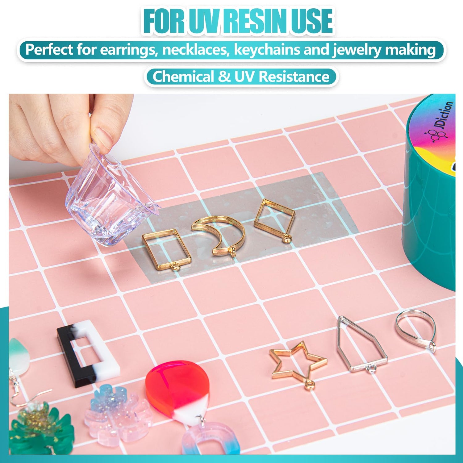 JDiction UV Resin Tape for Epoxy Resin Molding, 2.5IN W x 108FT L Resin Tape, 392℉ Heat Resistant Anti-Corrosion, Easy Peel, Epoxy Resin Tape for JDiction