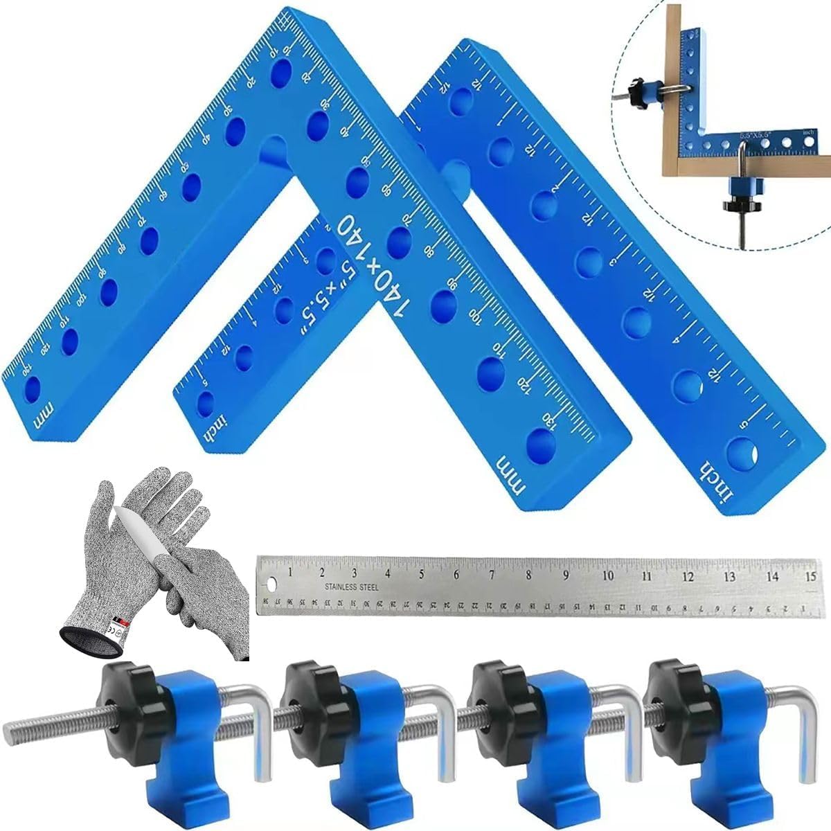 YAOSAN upgrade 90 Degree Positioning Squares Right Angle Clamping squares Clamps Aluminum Alloy Woodworking Carpenter Corner Clamping Square 5.5" YAOSAN