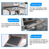 PetsCosset Chicken Coop Wooden Backyard Hen House - Indoor Outdoor for 2-3 Chickens, 2 Story Poultry Cage with Run, Chicken Nesting Box, Pull Out PetsCosset