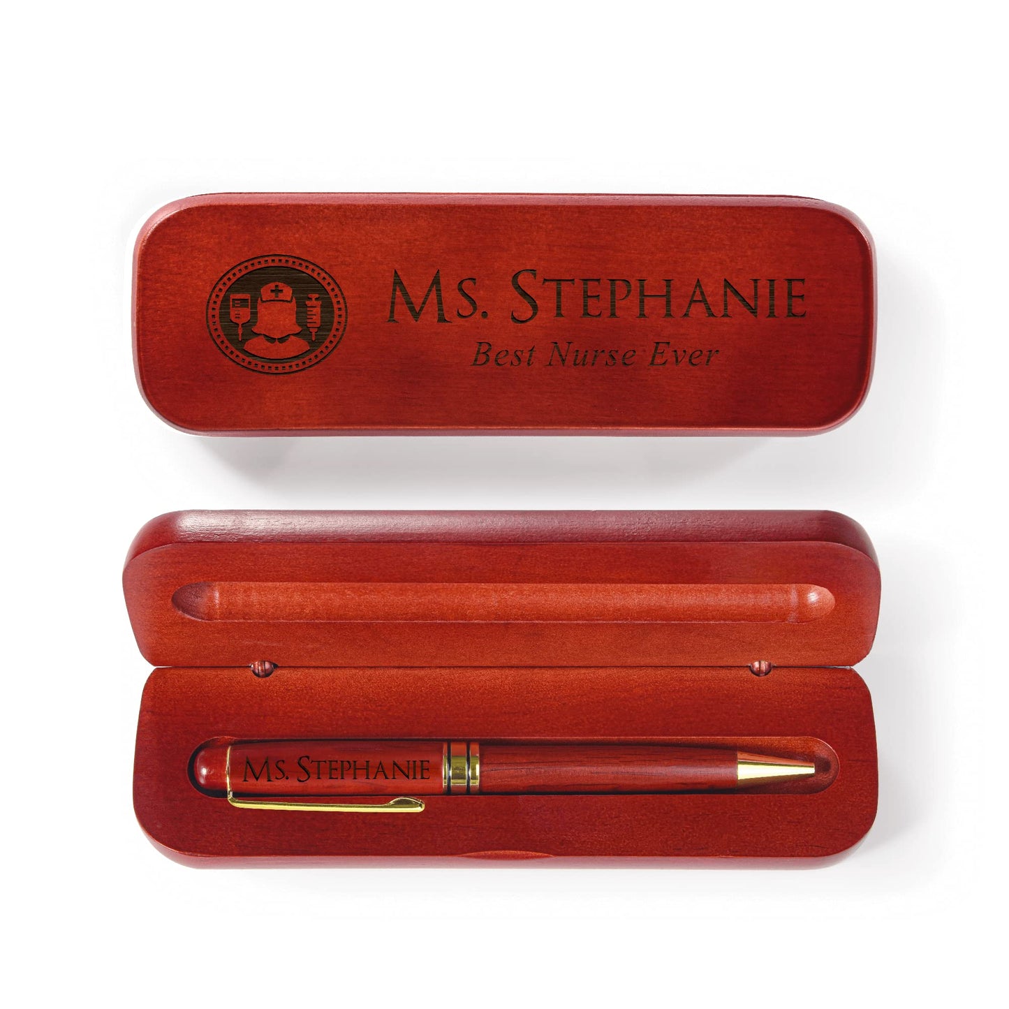 Personalized Engraved Maple Wood Rosewood Ball Pen & Case Set Custom Gift (Rosewood) - WoodArtSupply