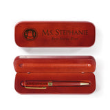 Personalized Engraved Maple Wood Rosewood Ball Pen & Case Set Custom Gift (Rosewood) Caramel