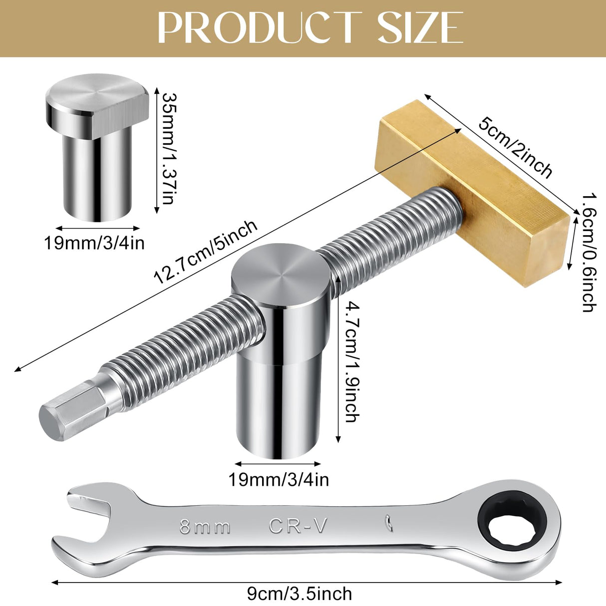 Lanties 4 Pack 3/4 Inch Bench Dogs Clamp Bench Clamp for Woodworking Dog Hole Clamps Woodworking with 8 Pack Bench Dogs Stainless Steel Brass Lanties