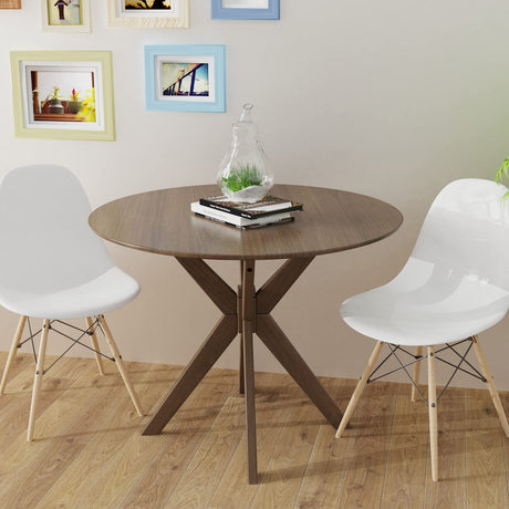 Giantex 36" Round Wood Dining Table, Farmhouse Kitchen Table w/Intersecting Pedestal Base & Solid Wood Legs, Vintage Coffee Table for Small Spaces, Giantex
