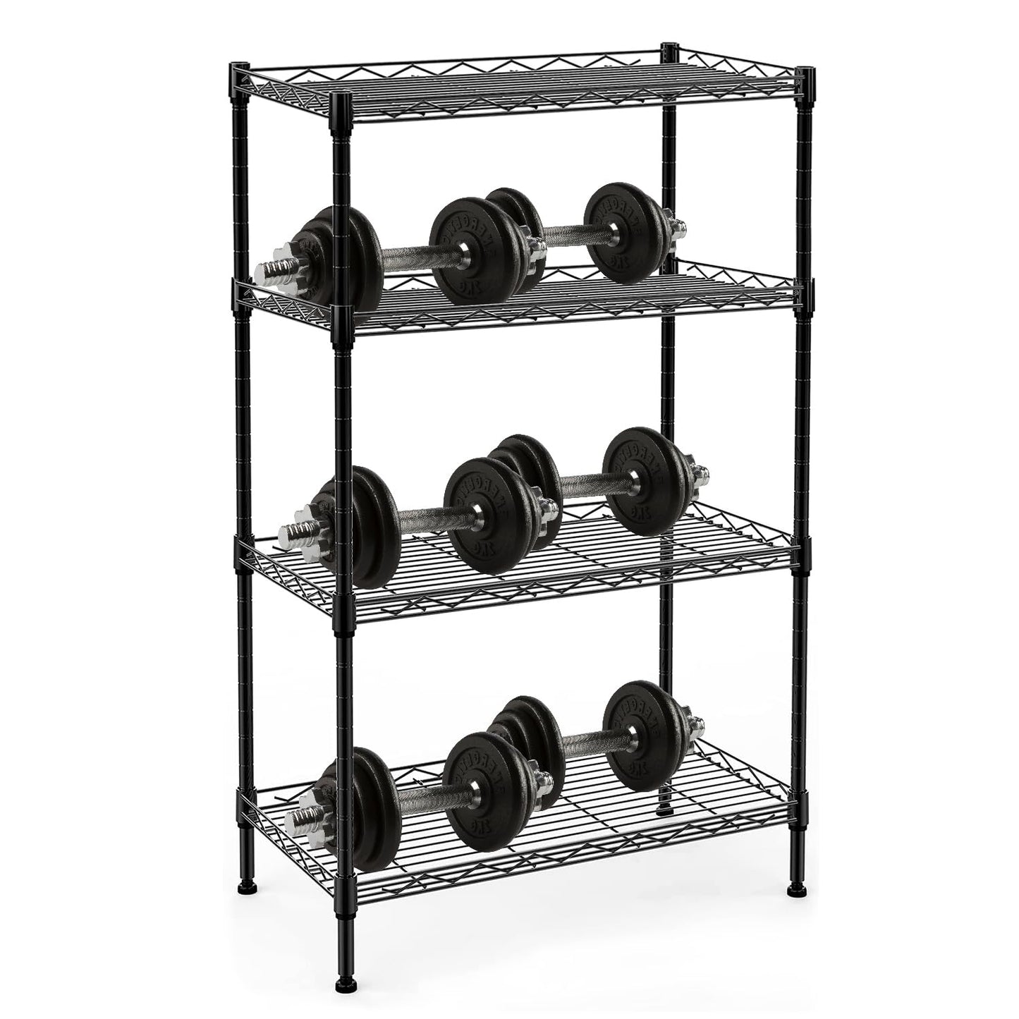 Txxplv 4 Tier Storage Shelves Wire Shelving Rack Unit, Adjustable Metal Rack for Storage Kitchen Laundry Storage Rack (Black) - WoodArtSupply