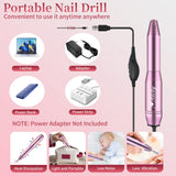 Alety Electric Nail Drill Kit, Portable Electric Nail File for Acrylic Gel Nails, Professional Nail Drill Machine Efile Manicure Pedicure Tools with Alety