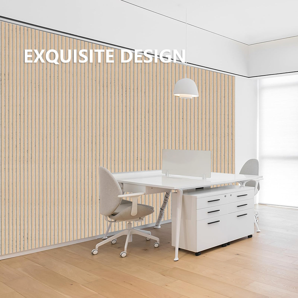 Olanglab Acoustic Wood Wall Panels, 2Pack 94.48"x 12.59" Each, Decorative Sound Proof Panels for Walls,3D Acoustic Panels Block Noise from Outside, Olanglab