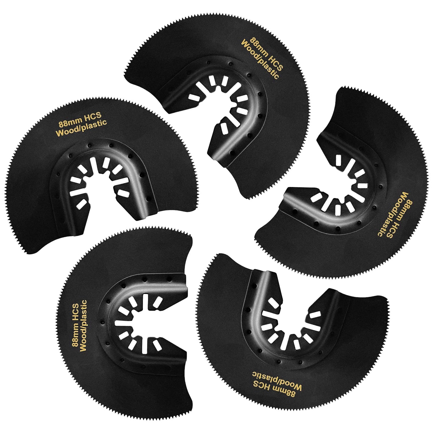 5-Piece High Carbon Steel Oscillating Saw Blade Set - 88mm Blades for Cutting Wood,Soft Metal,and Plastic - Quick Release Blades Compatible with RRRPIO