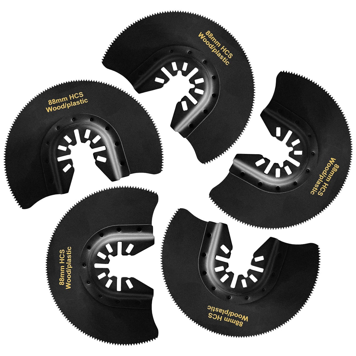 5-Piece High Carbon Steel Oscillating Saw Blade Set - 88mm Blades for Cutting Wood,Soft Metal,and Plastic - Quick Release Blades Compatible with RRRPIO