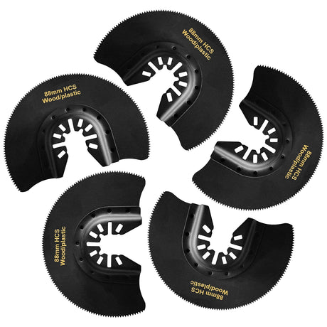 5-Piece High Carbon Steel Oscillating Saw Blade Set - 88mm Blades for Cutting Wood,Soft Metal,and Plastic - Quick Release Blades Compatible with RRRPIO