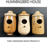 Shirem Wooden Hummingbird House, Natural Wooden Hummingbird House for Outside Hanging for Nesting, Garden Wooden Bird Feeder (Set D) LSNTUU