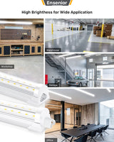 Ensenior 6 Pack 4 FT Led Shop Lights, 6000K Clear White, 5000LM Super Bright, 36W Equivalency 468W, Commercial Bay Lighting, U-Shaped Linkable Shop Ensenior