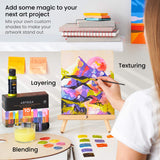 ARTEZA Iridescent Acrylic Paint, Set of 10 Chameleon Colors, 2 oz/60ml Bottles, High Viscosity Shimmer Water-Based, Blendable Paints, Art Supplies ARTEZA