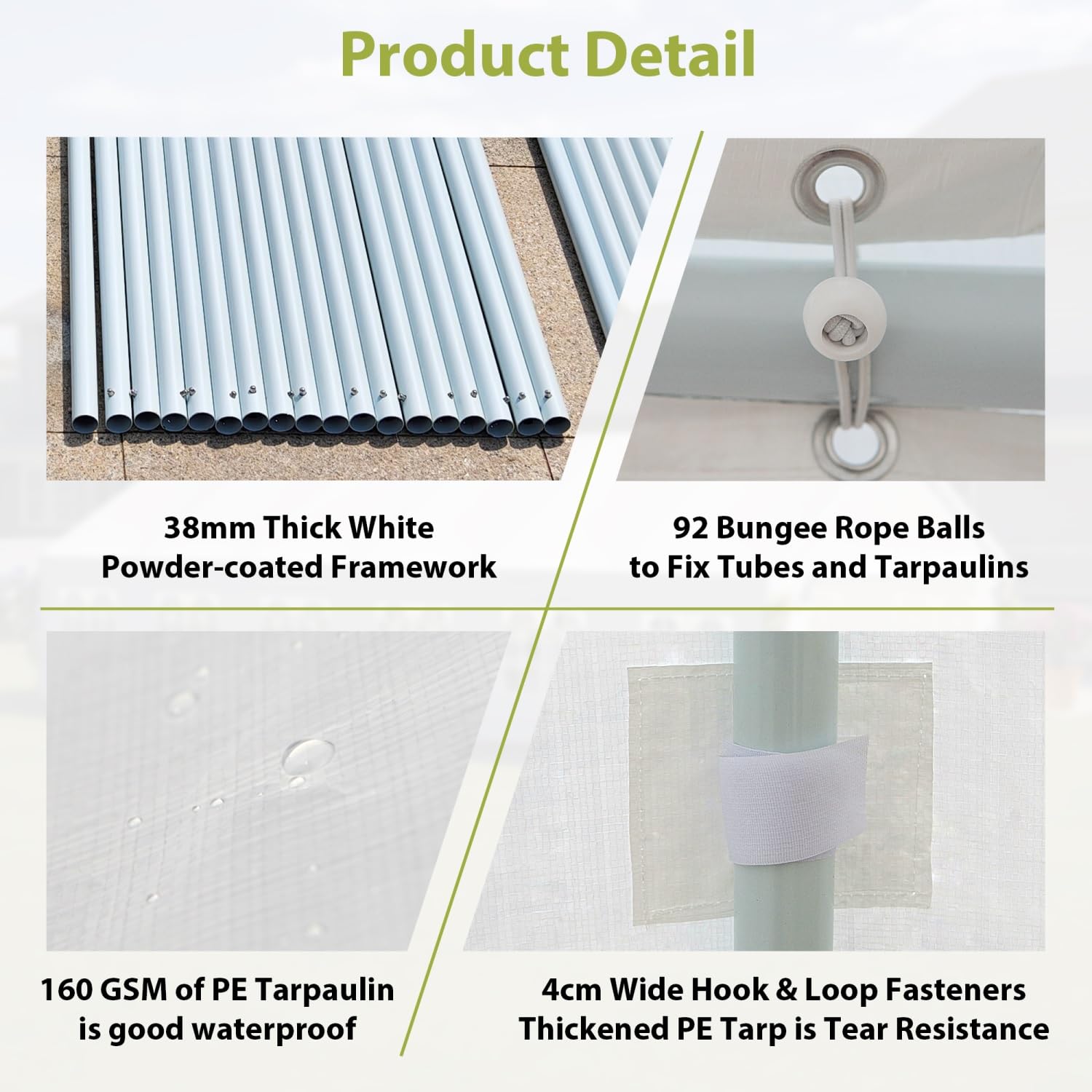 DetalleGo 20’ x 40’ Outdoor Heavy-Duty Party Tent, Upgraded Galvanized Gazebo Wedding Canopy Big Tents with 3 Storage Bags, Event Shelter Tent for DetalleGo