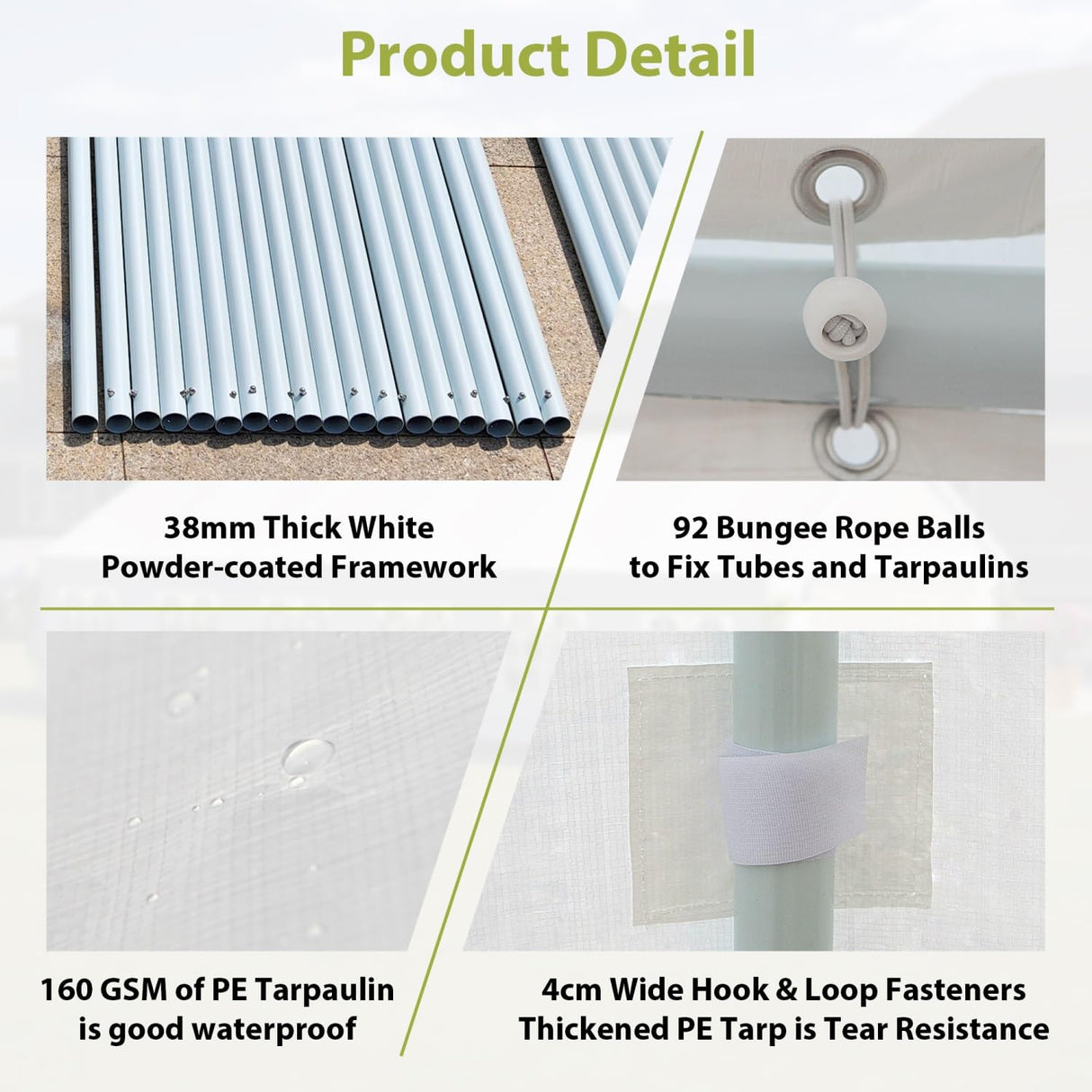 DetalleGo 20’ x 40’ Outdoor Heavy-Duty Party Tent, Upgraded Galvanized Gazebo Wedding Canopy Big Tents with 3 Storage Bags, Event Shelter Tent for DetalleGo