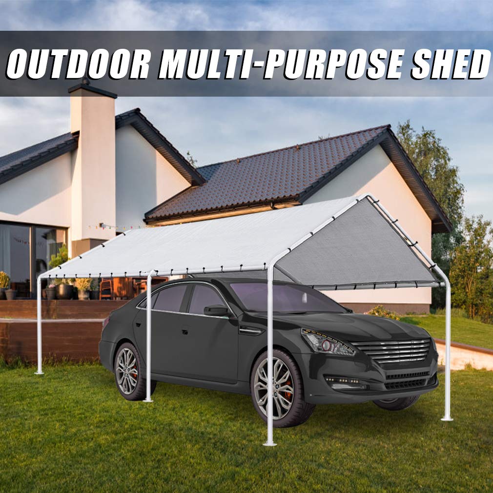 FDW Carport Car Port Party Tent Car Tent 10x20 Canopy Tent Metal Carport Kits Outdoor Garden Gazebo, Not Good for Strong Wind Condition FDW