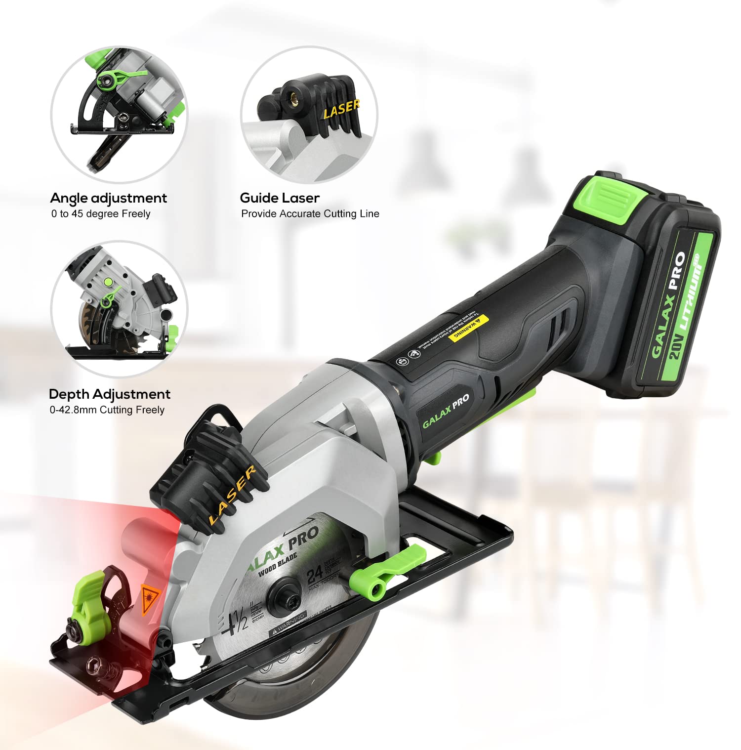 GALAX PRO Circular Saw and Reciprocating Saw Combo Kit with 1pcs 4.0Ah Lithium Battery and One Charger, 7 Saw Blades and Tool Bag - WoodArtSupply