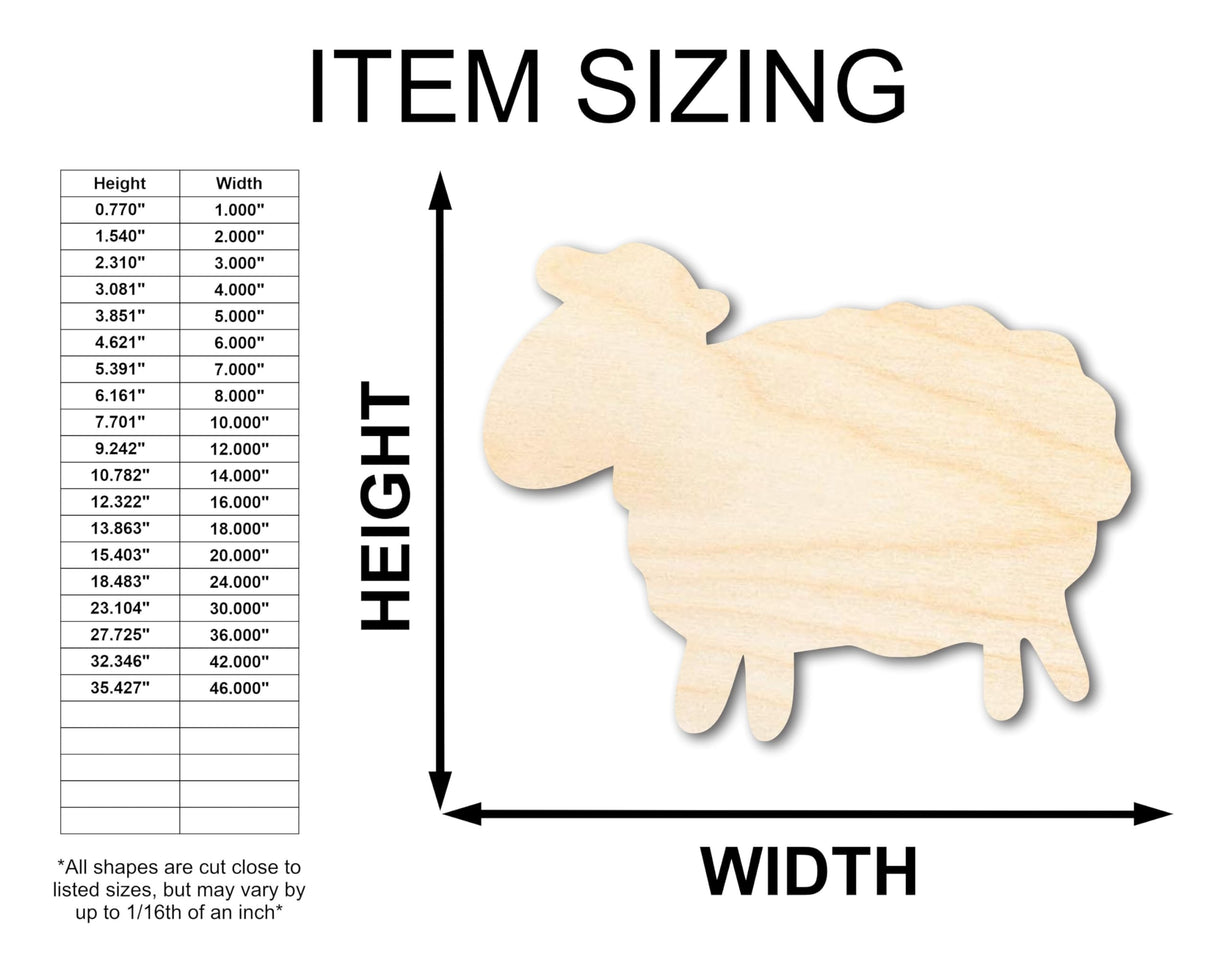 Unfinished Wood Cute Sheep Shape - Craft - up to 36" 18" / 1/8" 24 Hour Crafts