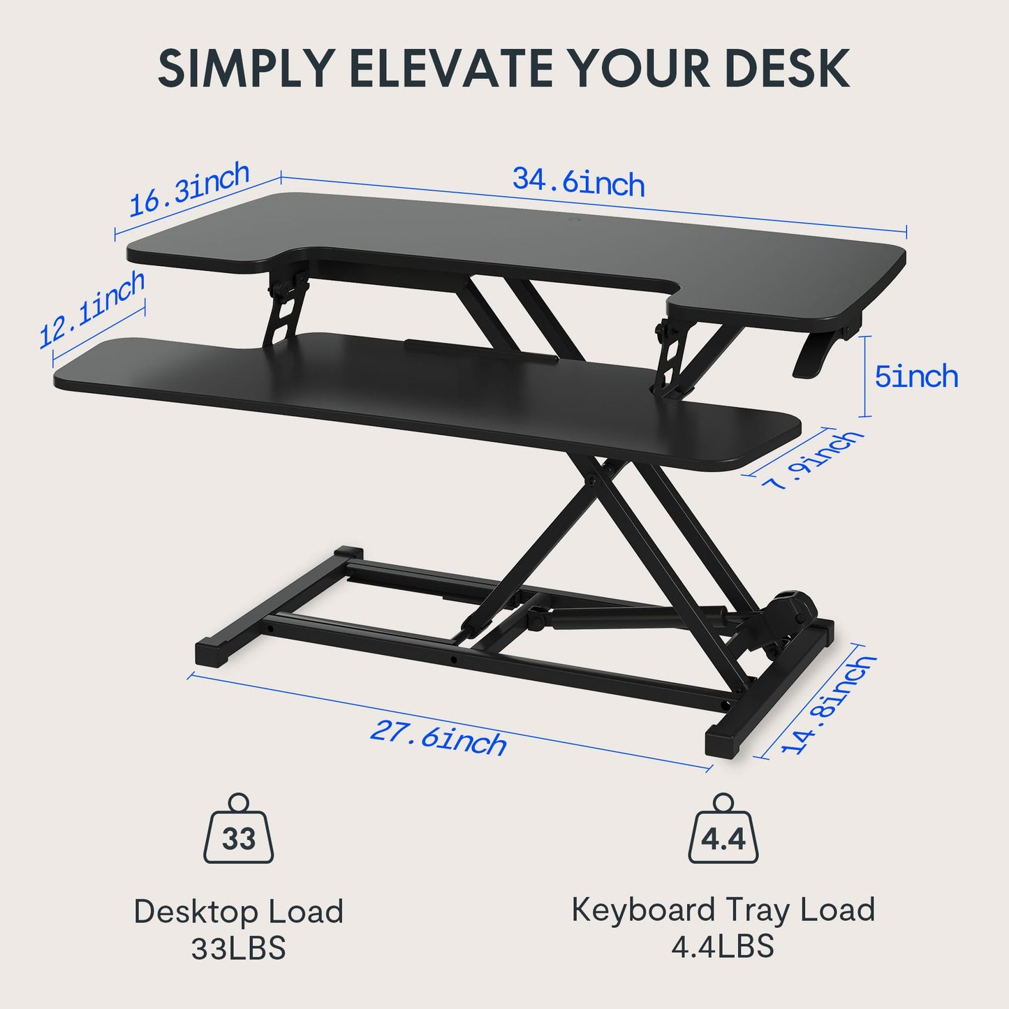 FLEXISPOT 35in Standing Desk Converter Height Adjustable Sit to Stand up Desk Riser Computer Workstation with Keyboard Tray Wide 2-Tier Desktop Black - WoodArtSupply