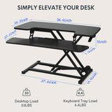 FLEXISPOT 35in Standing Desk Converter Height Adjustable Sit to Stand up Desk Riser Computer Workstation with Keyboard Tray Wide 2-Tier Desktop Black FLEXISPOT