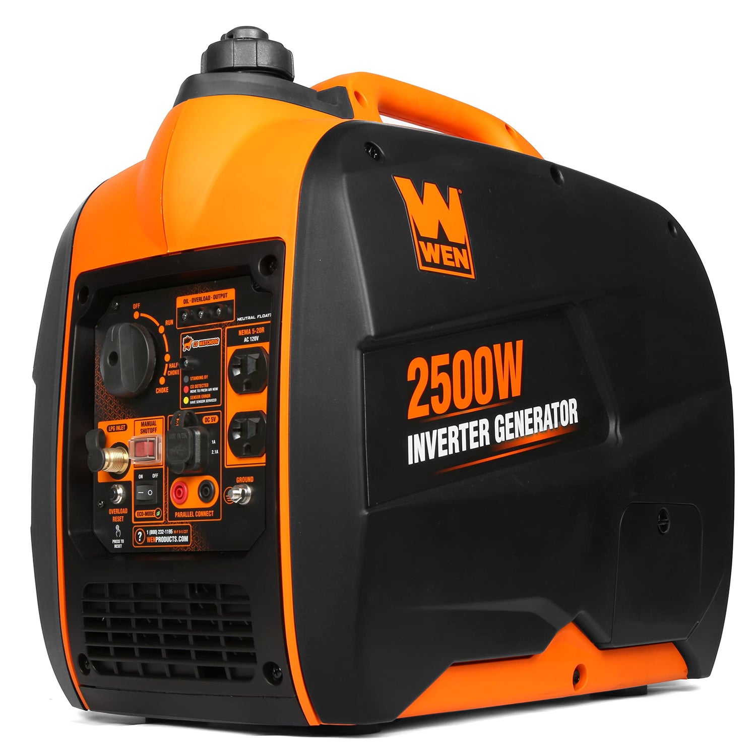 WEN DF250iX Super Quiet 2500-Watt Portable Dual Inverter Generator with Fuel Shut-Off and CO Sensor, Black WEN