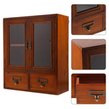 Rustic Wooden Wall Storage Cabinet - Vintage Style Hanging Organiser for Kitchen or Bathroom Holibanna