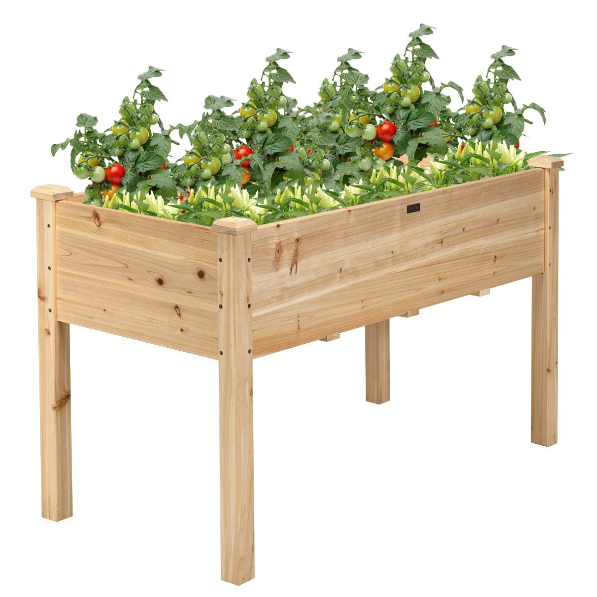 Giantex Raised Garden Bed, Wood Planter Box with Legs, Drain Holes, Elevated Garden Bed for Vegetables, Standing Garden Container Planter Raised Beds Giantex