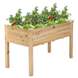 Giantex Raised Garden Bed, Wood Planter Box with Legs, Drain Holes, Elevated Garden Bed for Vegetables, Standing Garden Container Planter Raised Beds Giantex